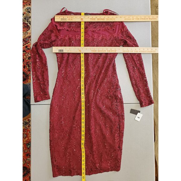 MARINA WOMEN'S BURGUNDY  LACE DRESS SIZE 10 #168 - Picture 7 of 12